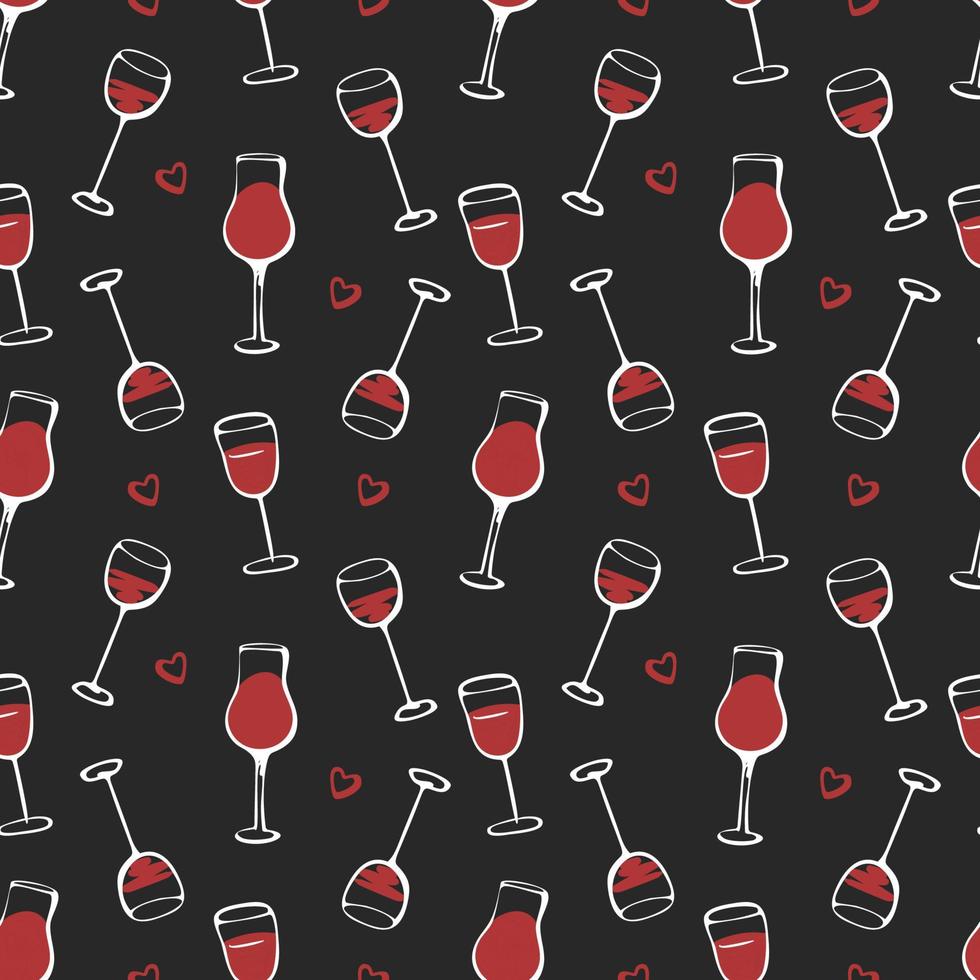 motif de griffonnage sans couture avec verre de vin cheers. illustration vectorielle. vecteur