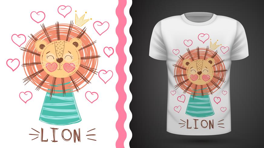 Lion mignonne - idée d&#39;un t-shirt imprimé. vecteur