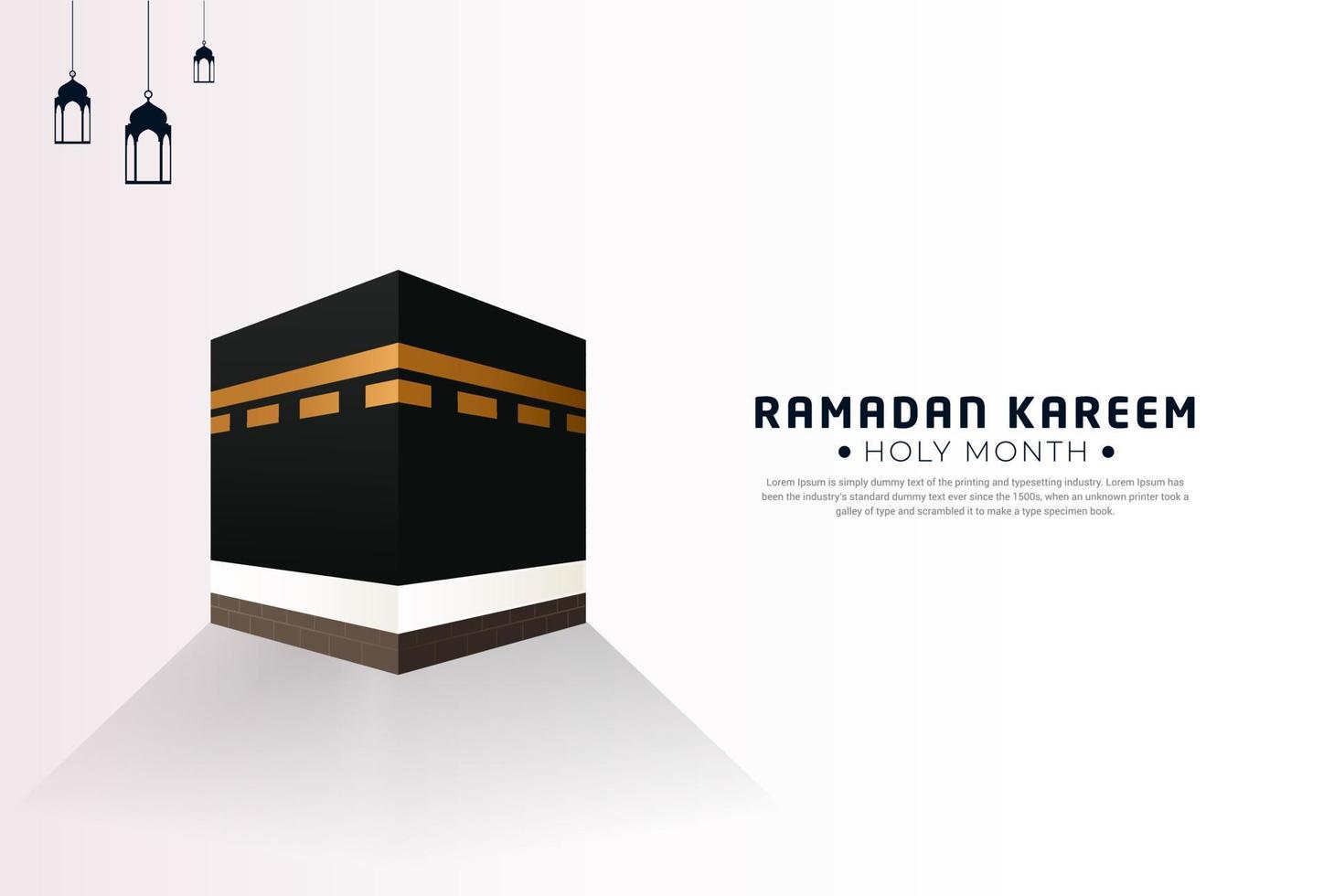 fond de ramadan avec ka'bah. conception de ramadan kareem. vecteur