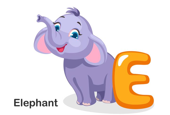 E pour éléphant vecteur