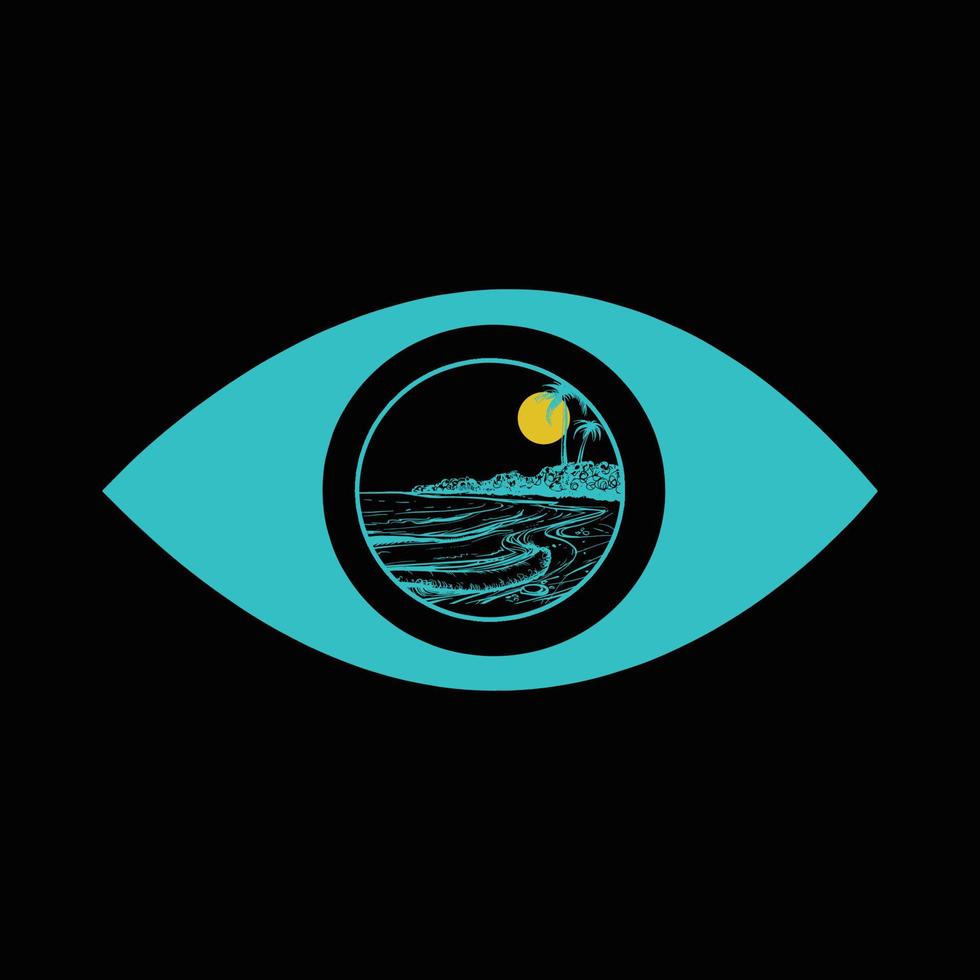 conception de t-shirt de plage de mer dans les yeux vecteur