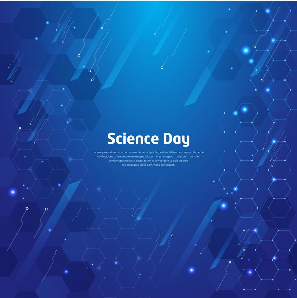 joyeux fond de la journée nationale de la science avec élément moderne, géométrique, technologique, scientifique et inovation. illustration vectorielle de la journée scientifique vecteur