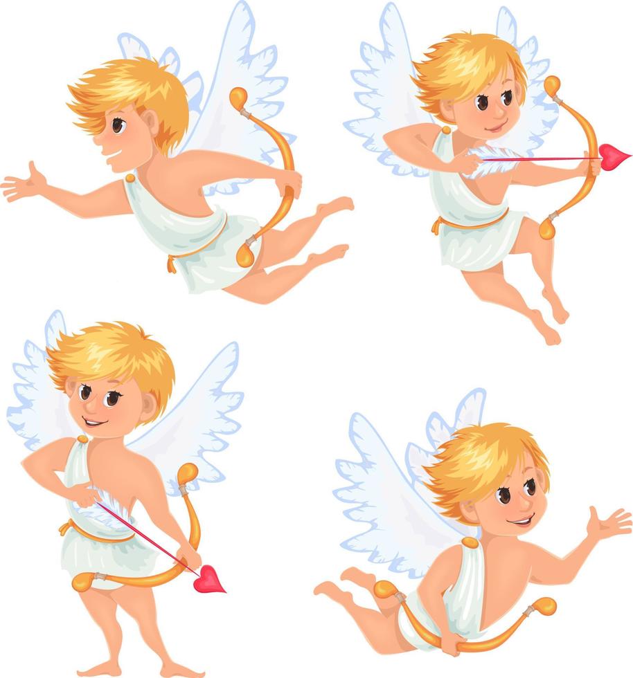divers anges volants petit cupidon vecteur