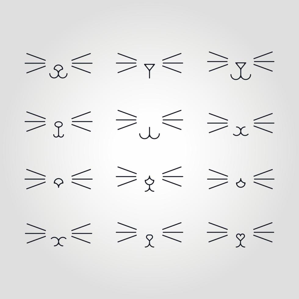 expression de chat. tête de chat. conception simple. noir et blanc. illustration vectorielle. vecteur