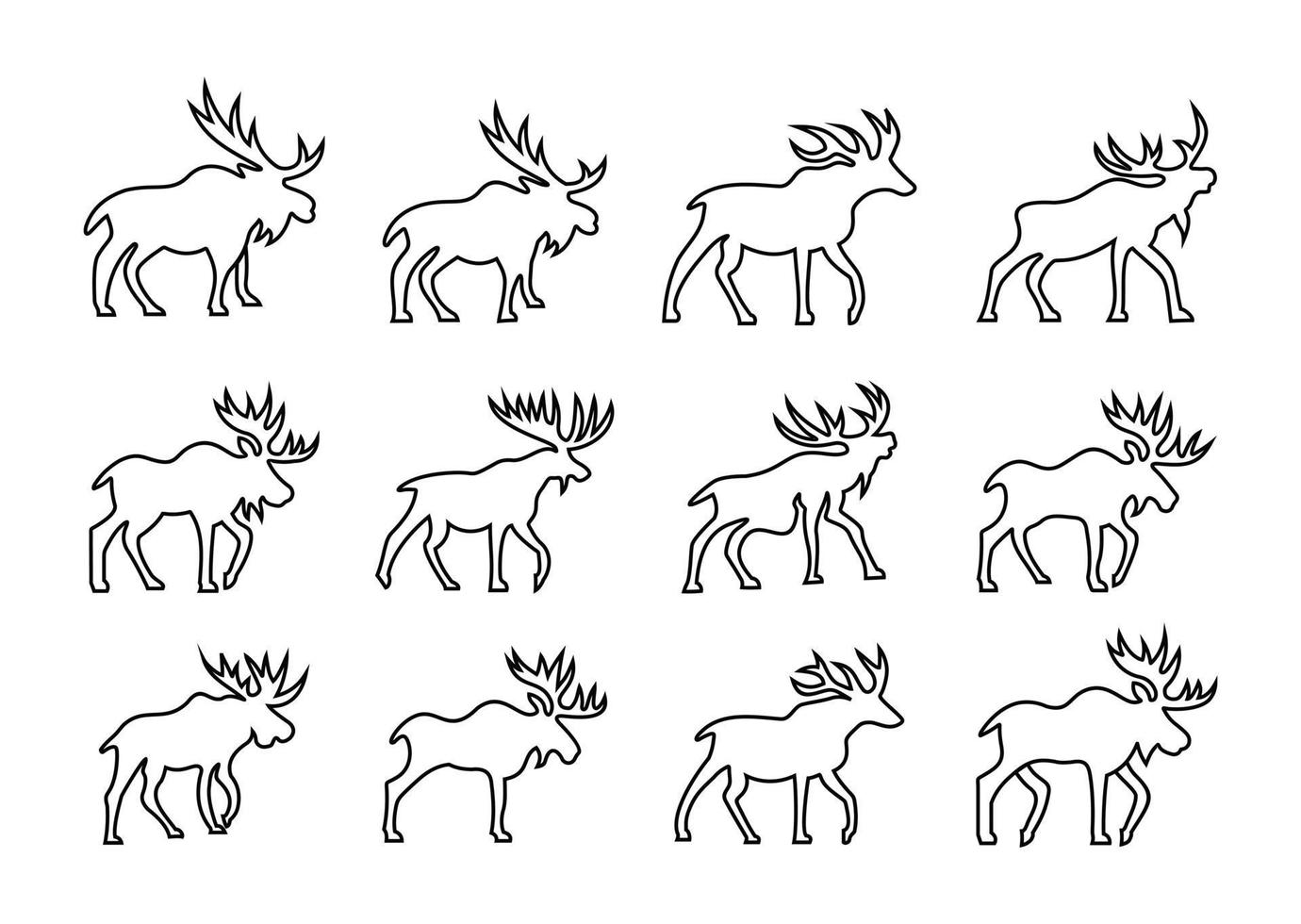 ensemble d'inspirations de conception de logo d'art de ligne de cerf, ensemble d'icônes magnifique emblème de cerf de tête vecteur