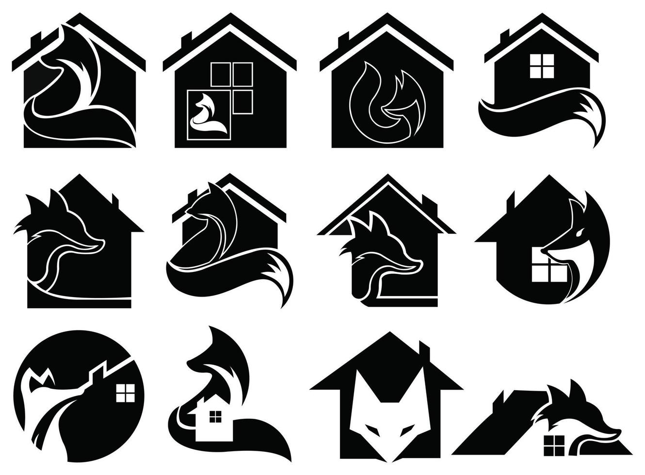 modèle de conception de logo animal fox immobilier maison, illustration vectorielle vecteur