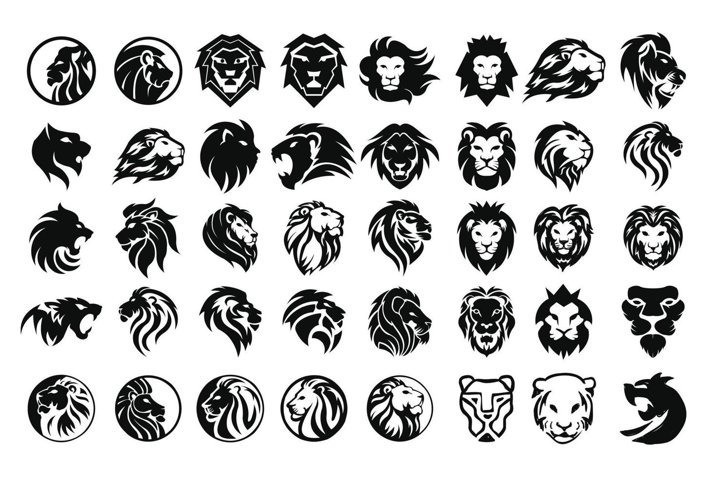 tête de lion - illustration créative de modèle de logo vectoriel. signe graphique de visage de chat sauvage animal. fierté, fort, symbole de concept de puissance. élément de conception. vecteur