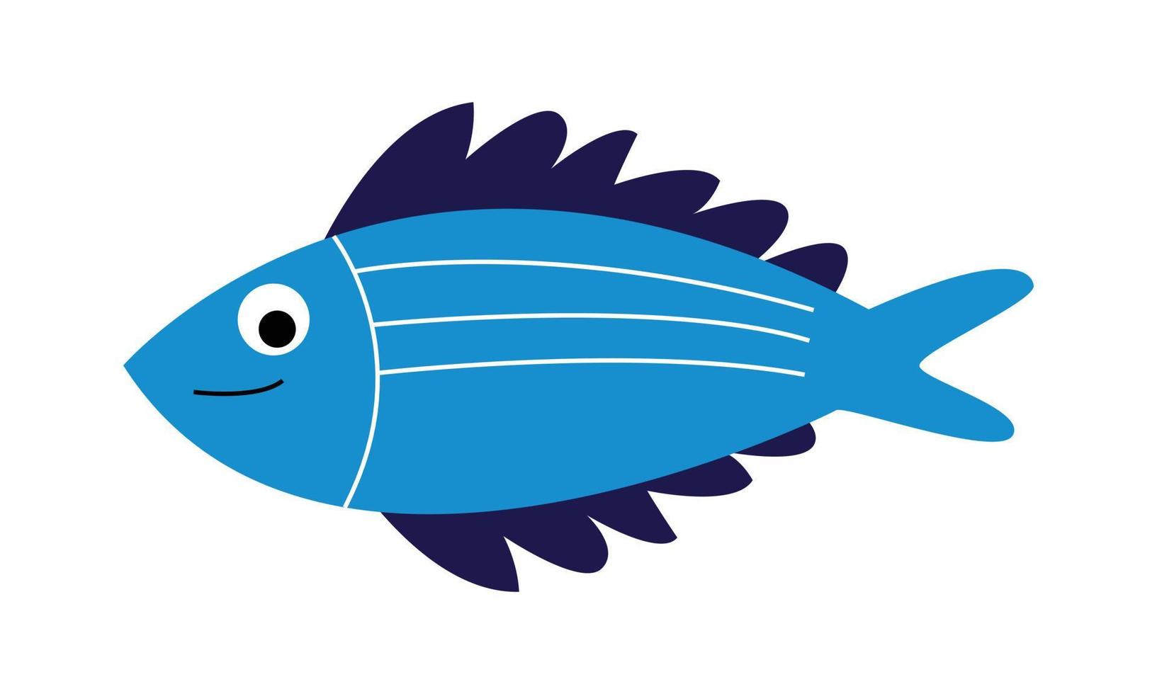 illustration de poisson bleu dans un style de dessin animé drôle vecteur