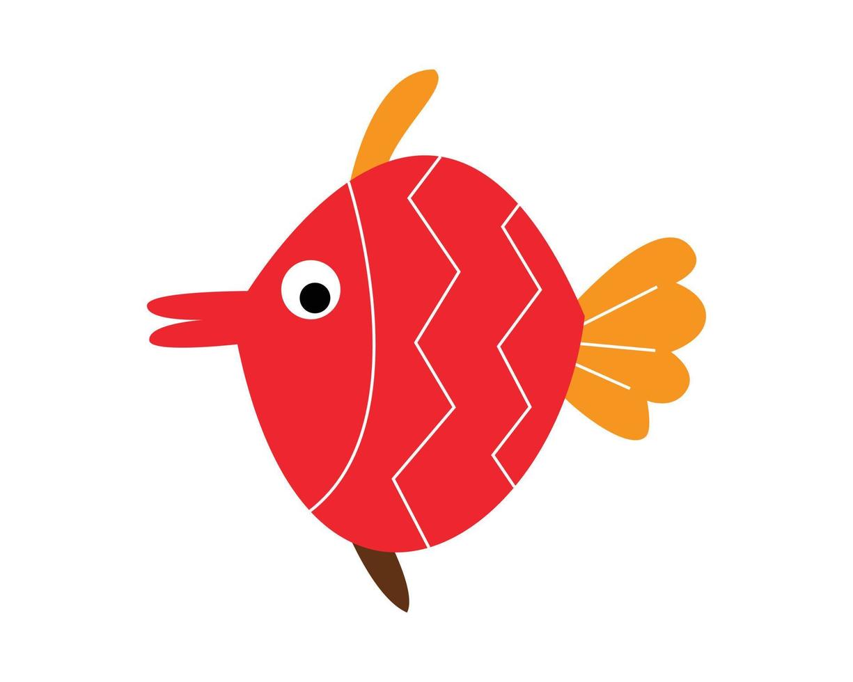 illustration de poisson rouge dans un style de dessin animé drôle vecteur