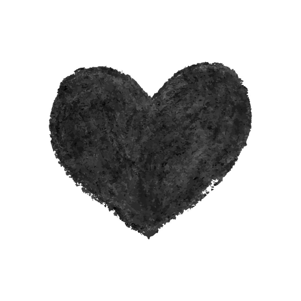 illustration de forme de coeur dessinée avec des pastels de craie de couleur noire vecteur