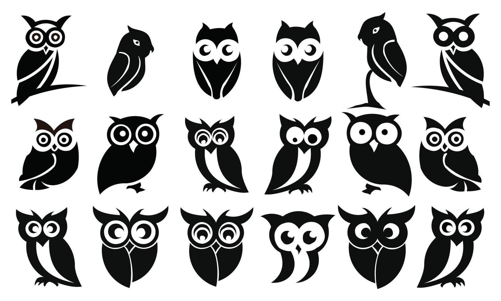 chouette logo-illustrations vectorielles. conception d'emblème sur fond noir. - vecteur d'oiseau d'inspiration
