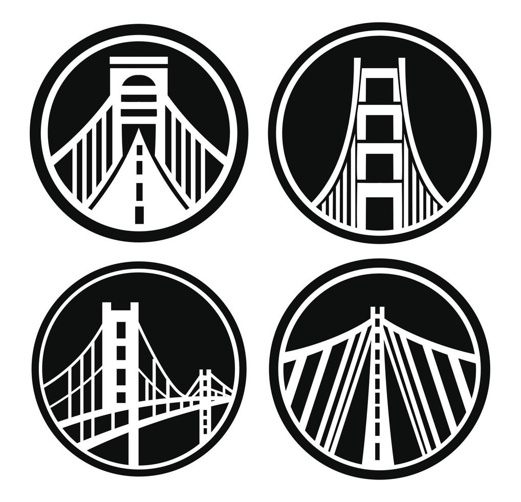 modèle d'emblème de conception de logo de pont. ville historique, bâtiment, icône, vecteur, illustration vecteur