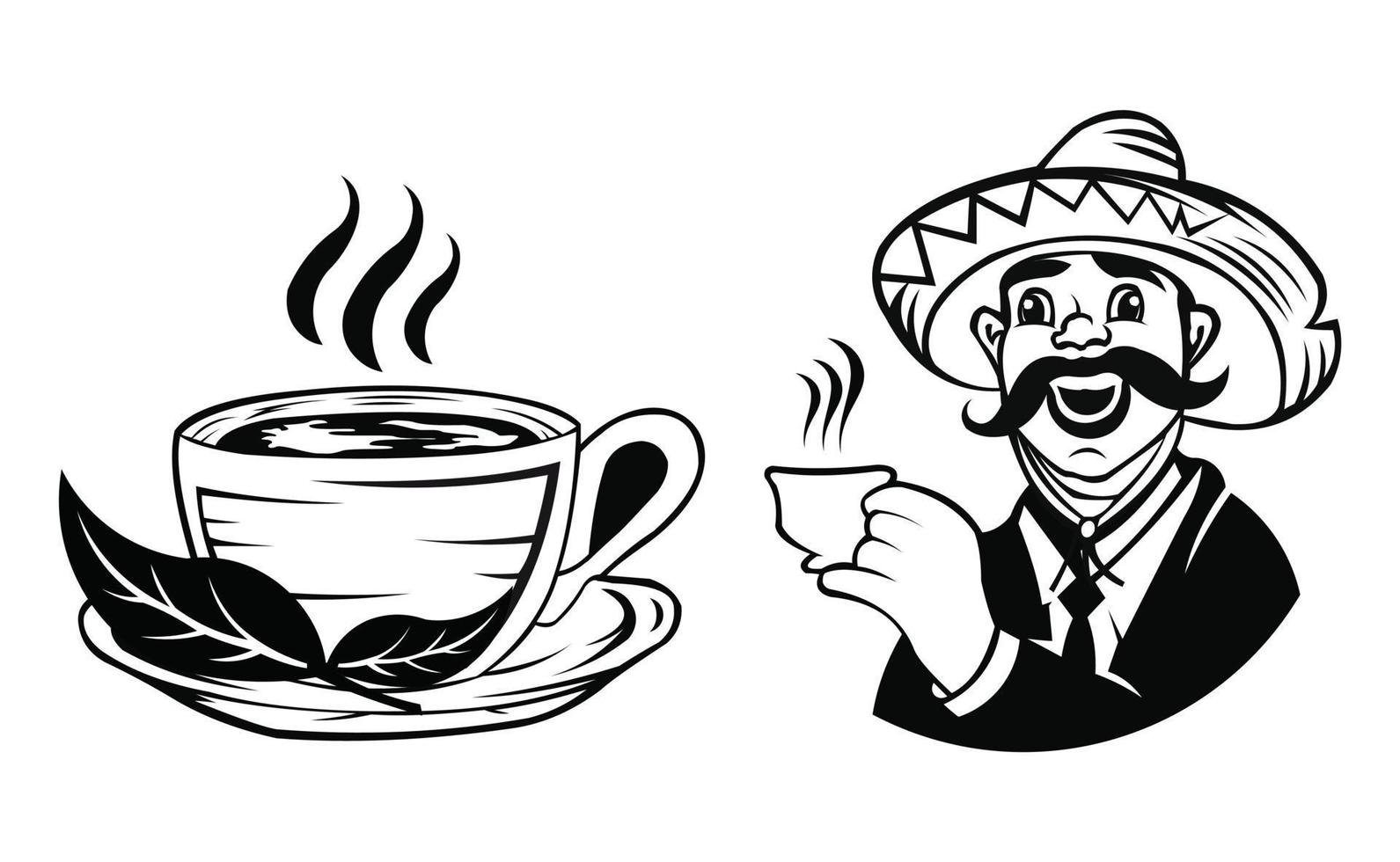 les hommes portent des chapeaux en buvant du café ou du thé, un personnage d'hommes d'affaires tenant une tasse de boisson chaude vecteur