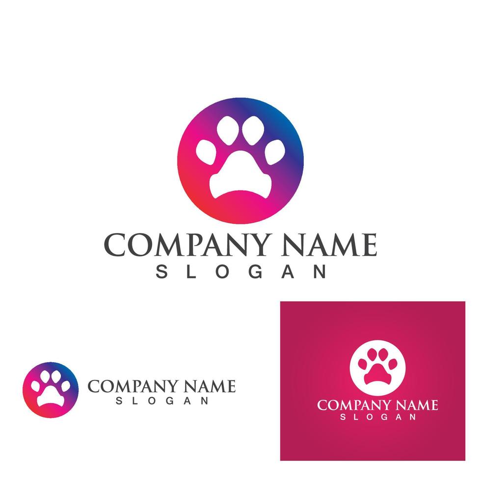 symbole d'impression de pied de chien et vecteur de logo