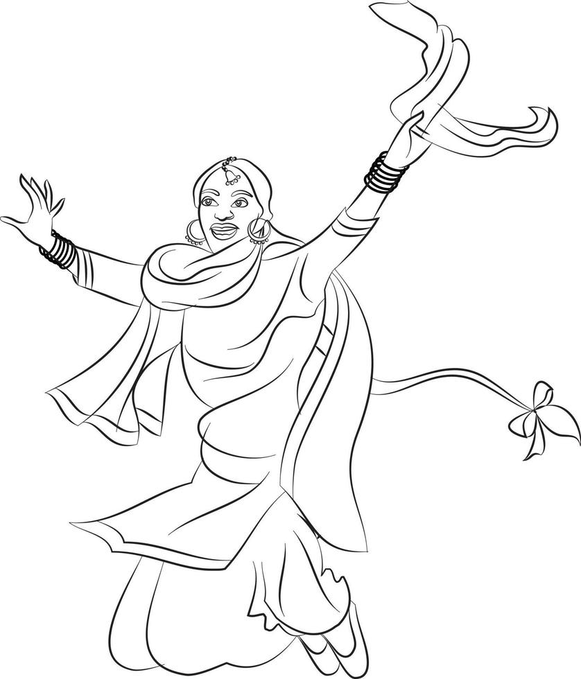 danseuse punjabi bhangra au festival de récolte lohari, illustration vectorielle vecteur