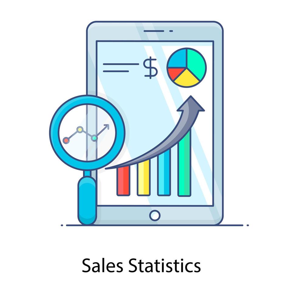 icône de concept de contour plat de statistiques de ventes, enregistrement de produits vendus vecteur