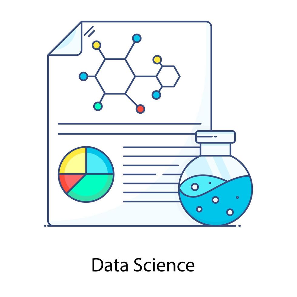 vecteur de contour plat de science des données, connaissances extraites