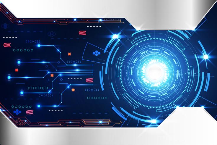 abstrait technologie fond concept cercle circuit numérique métal bleu sur hi tech future design vecteur