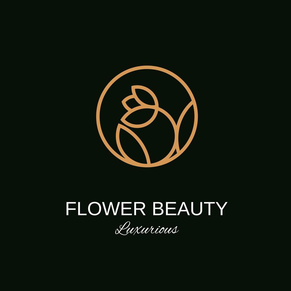 luxe beauté beauté fleur logo spa salon cosmétique marque. logo circulaire fleur et feuille - vecteur