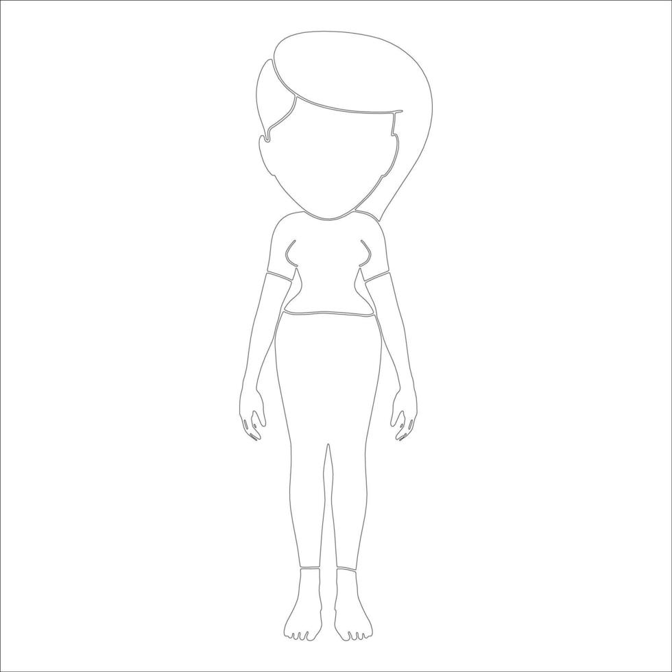 femmes en position debout illustration de contour de personnage sur fond blanc. vecteur