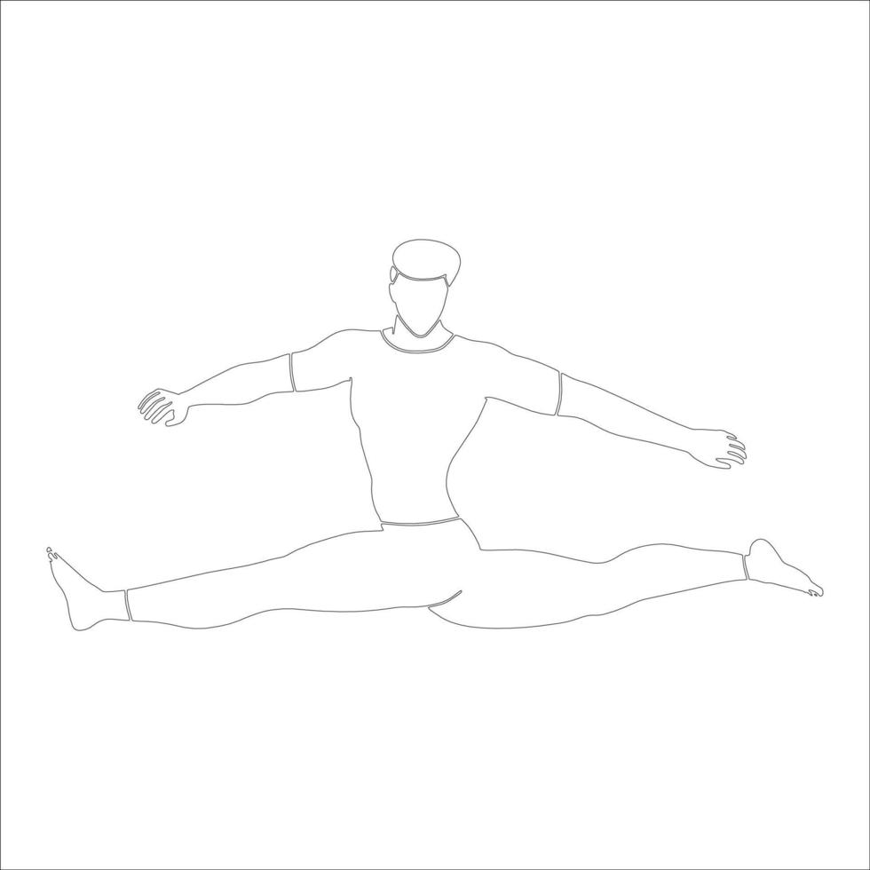 illustration de contour de caractère fendu de jambe sur fond blanc. vecteur