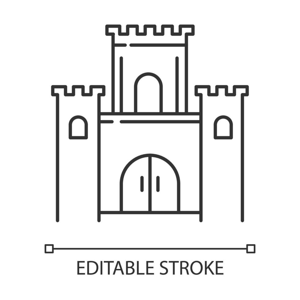 icône linéaire de l'histoire de la bible du temple de salomon. château du roi de jérusalem. bâtiment de culte. récit biblique. illustration de la ligne mince. symbole de contour. dessin de contour isolé de vecteur. trait modifiable vecteur