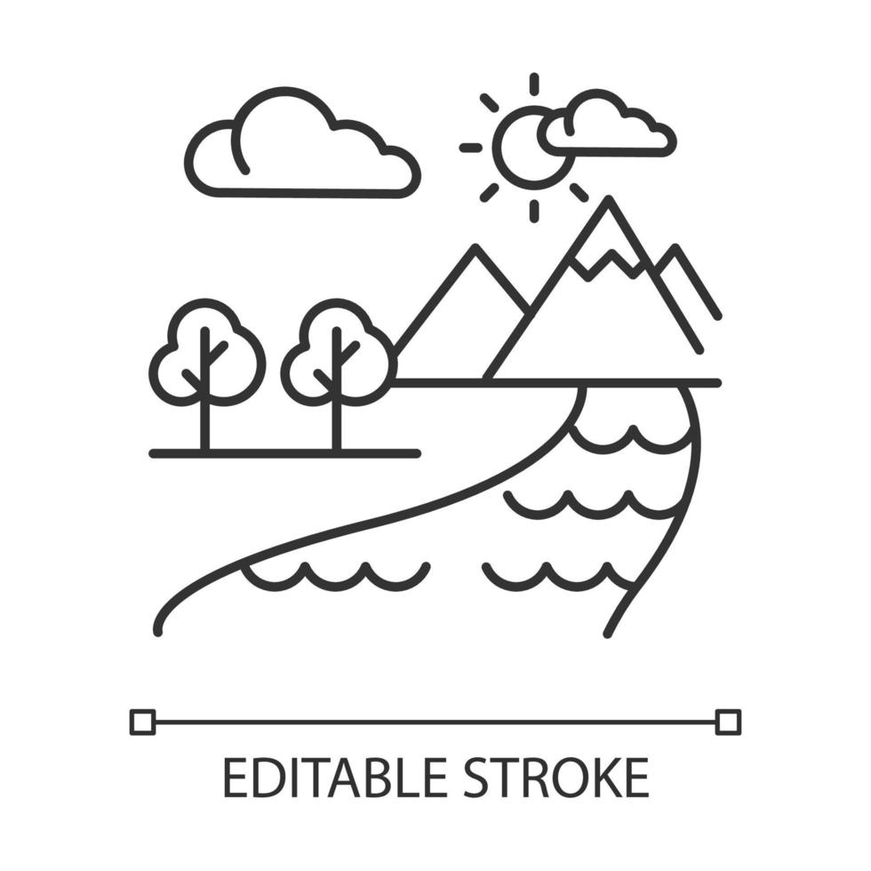 l'icône linéaire de l'histoire biblique du début. création du monde. terre, paradis, ciel. récit biblique. illustration de la ligne mince. symbole de contour. dessin de contour isolé de vecteur. trait modifiable vecteur