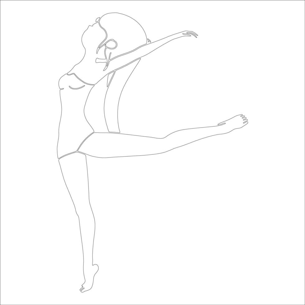 illustration de contour de personnage de ballerine dame sur fond blanc. vecteur