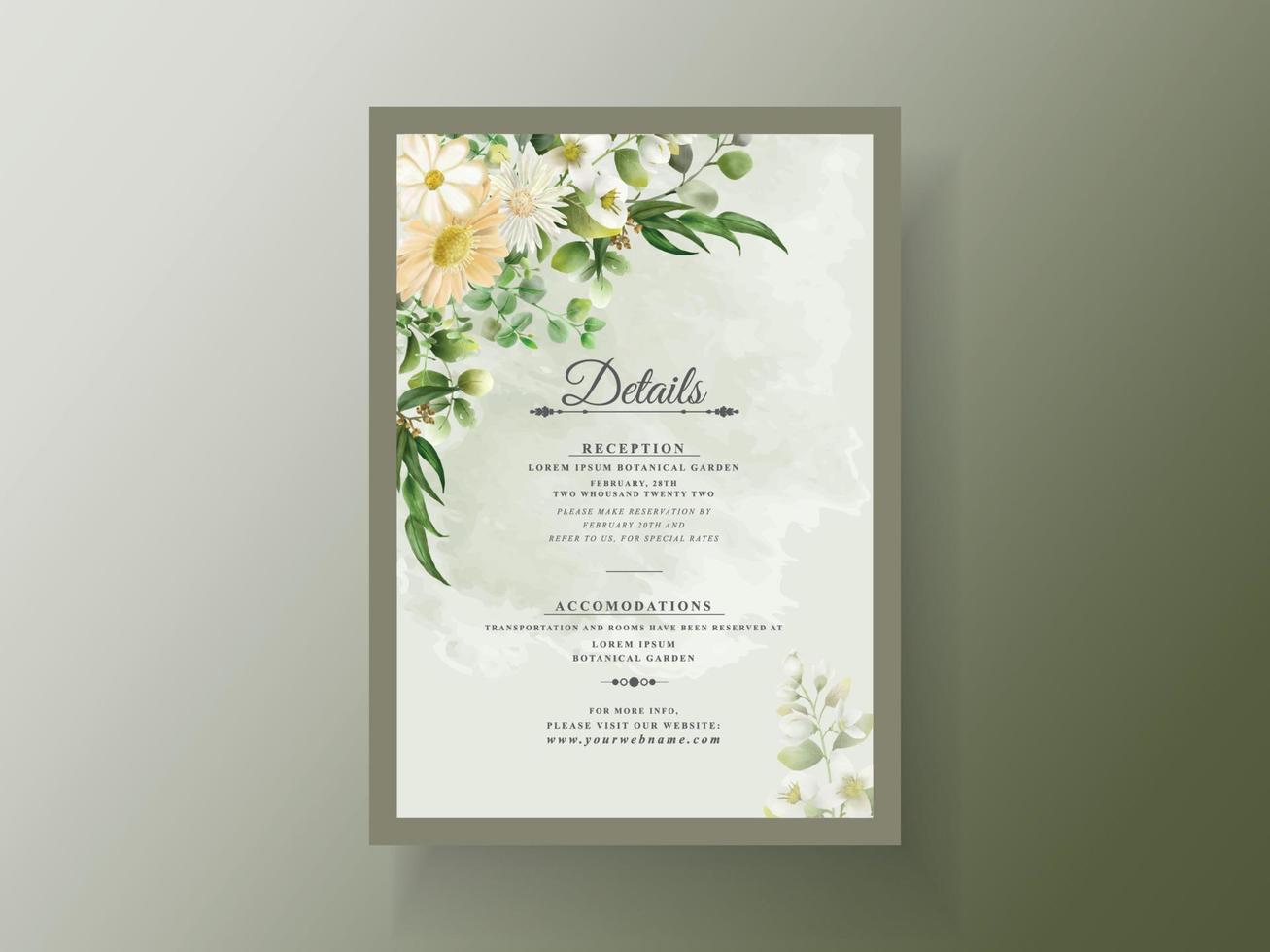 carte d'invitation mariage verdure eucalyptus vecteur