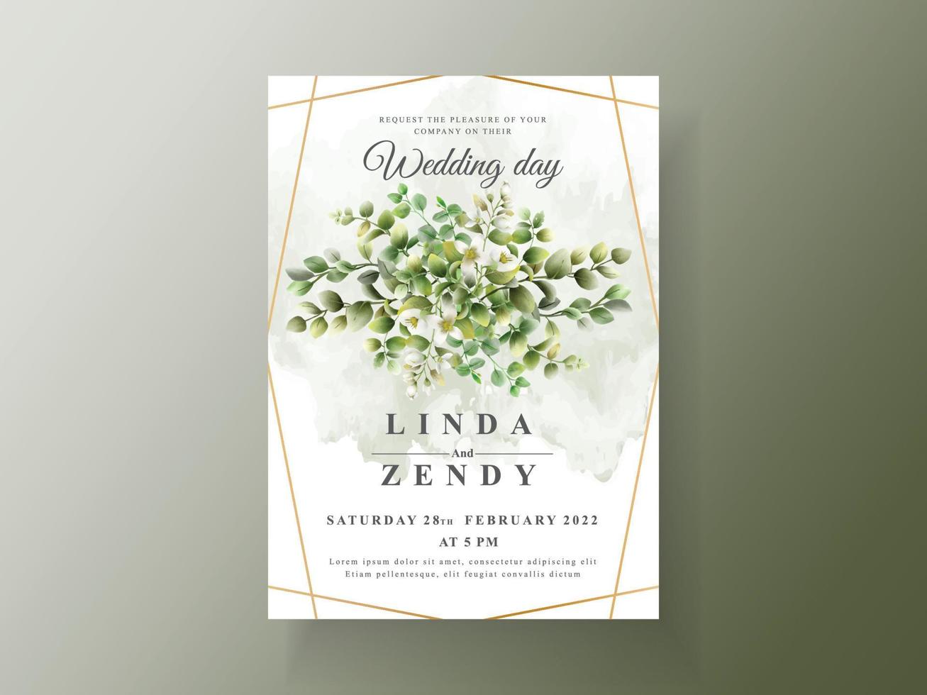 carte d'invitation mariage verdure eucalyptus vecteur