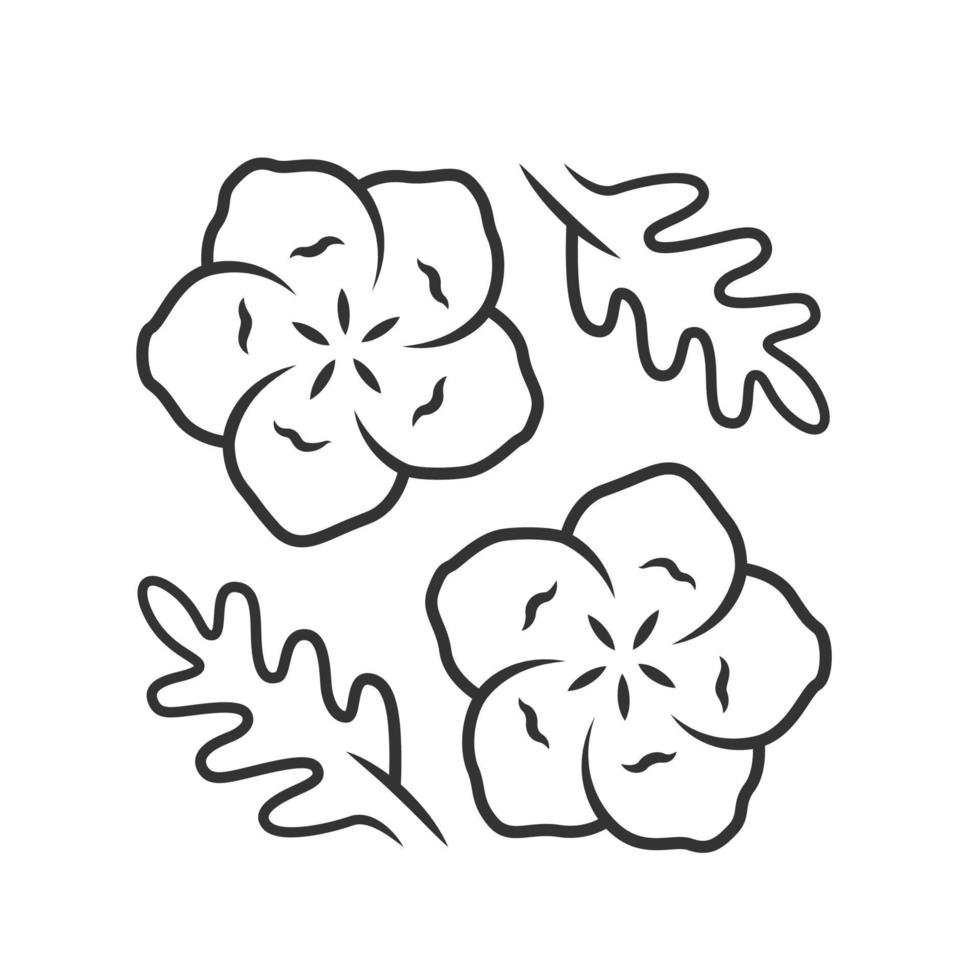 icône linéaire yeux bleu bébé. fleur de lin en fleurs. plante de jardin nemophila menziesii. lin bleu. fleur de fleurs sauvages. illustration de la ligne mince. symbole de contour. dessin de contour isolé de vecteur