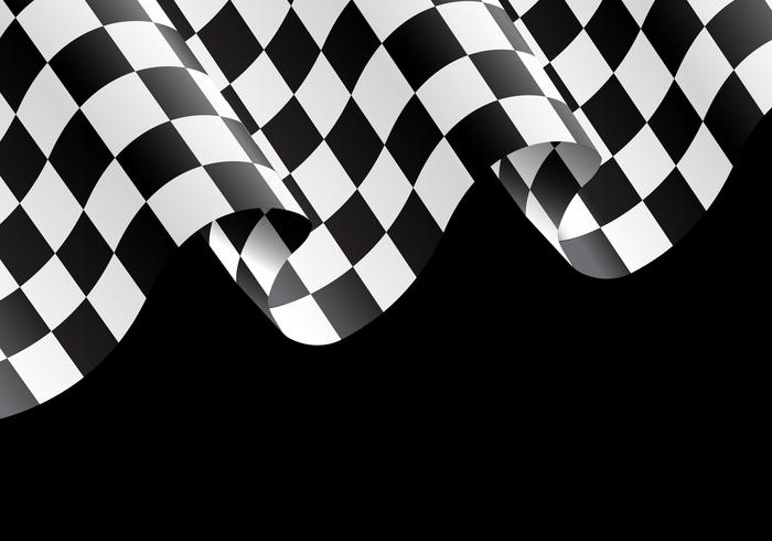 Drapeau à damier battant sur l&#39;illustration vectorielle de fond noir design course champion. vecteur