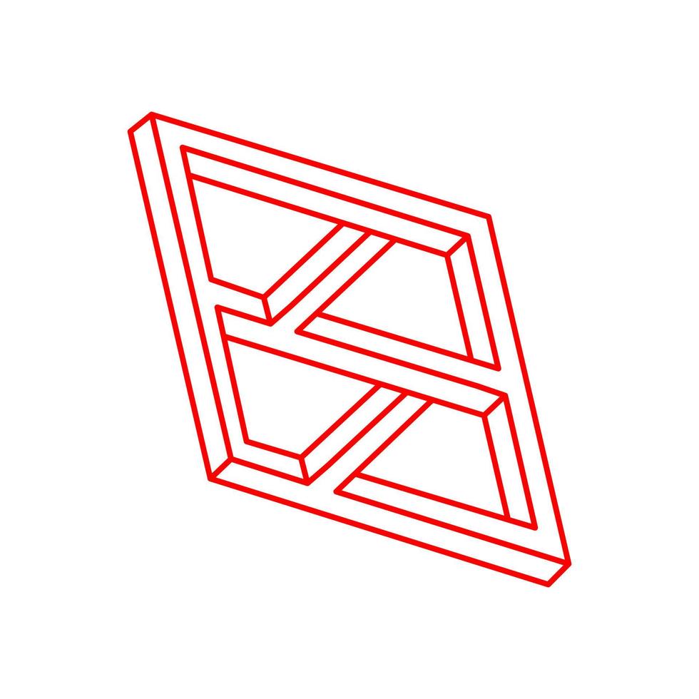 forme d'illusion d'optique, vecteur d'objet géométrique irréel. logo. chiffre impossible. géométrie sacrée. dessin au trait.