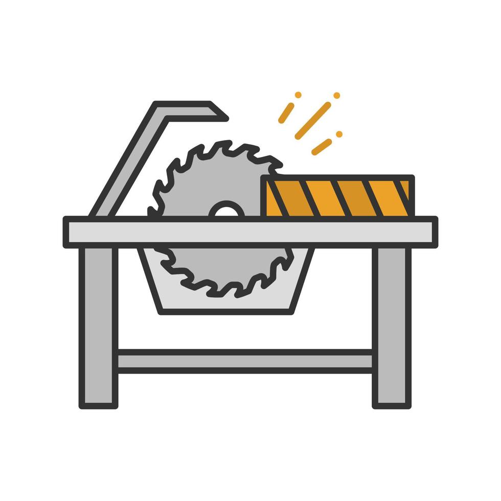 scie circulaire coupant l'icône de couleur de planche de bois. scie à disque. illustration vectorielle isolée vecteur