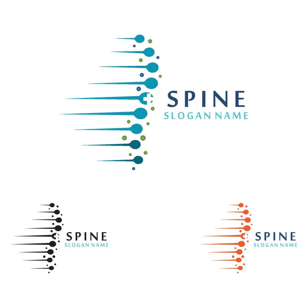 concept de conceptions de logo de soins chiropratiques de la colonne vertébrale, modèle de logo de colonne vertébrale vecteur