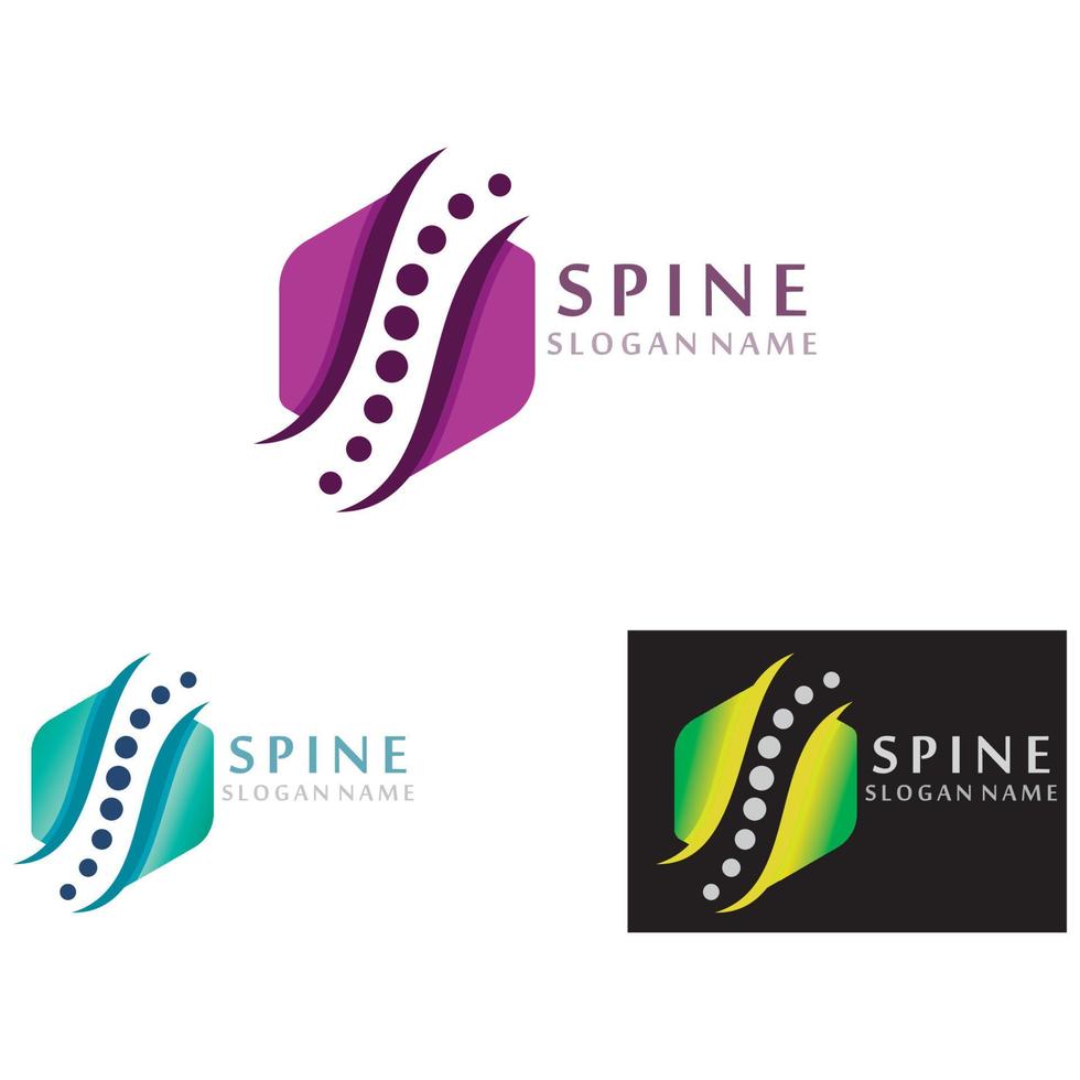 concept de conceptions de logo de soins chiropratiques de la colonne vertébrale, modèle de logo de colonne vertébrale vecteur