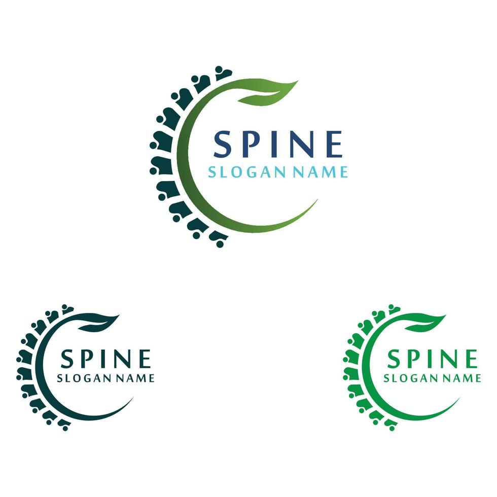 concept de conceptions de logo de soins chiropratiques de la colonne vertébrale, modèle de logo de colonne vertébrale vecteur