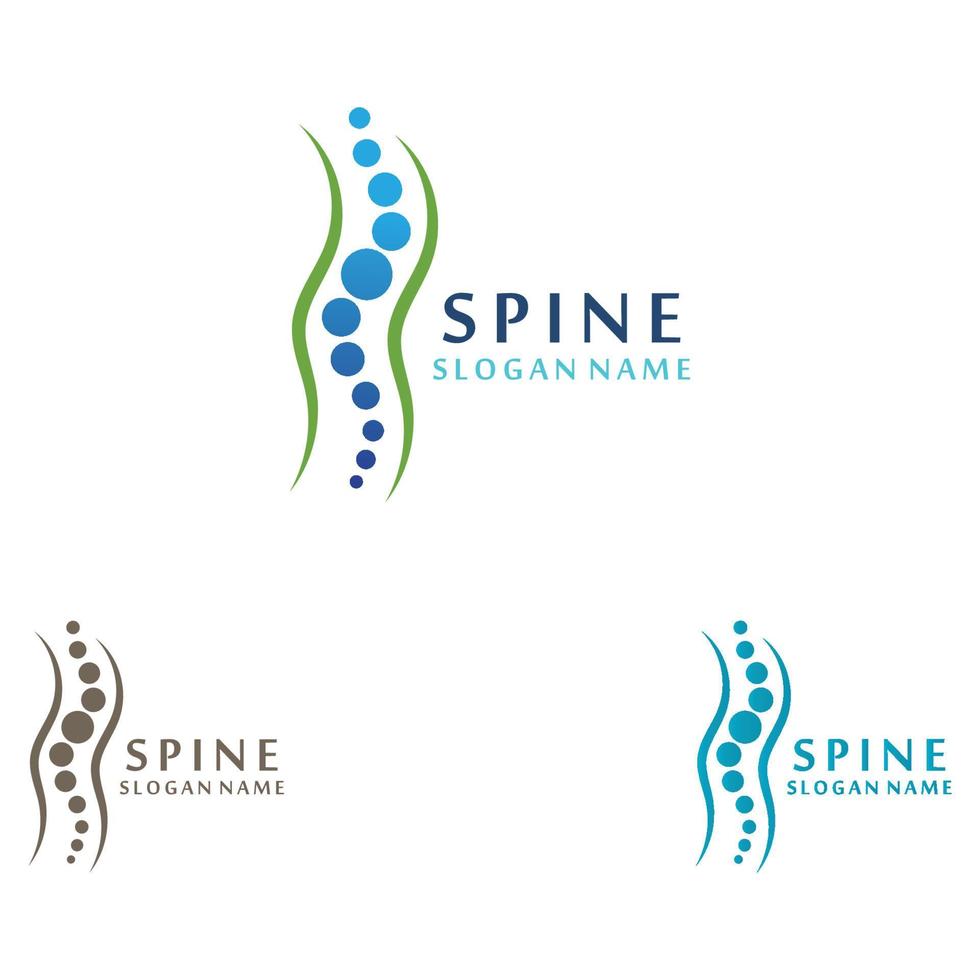 concept de conceptions de logo de soins chiropratiques de la colonne vertébrale, modèle de logo de colonne vertébrale vecteur