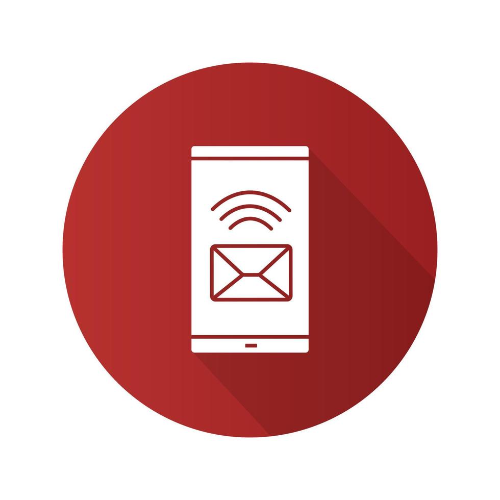 icône de glyphe grandissime de conception plate de message entrant de smartphone. SMS. écran de téléphone portable avec enveloppe. illustration vectorielle vecteur