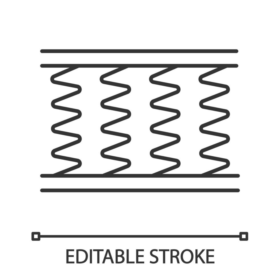 icône linéaire de matelas de lit à ressorts. illustration de la ligne mince. matelas à ressorts orthopédiques découpés. literie. symbole de contour. dessin de contour isolé de vecteur. trait modifiable vecteur