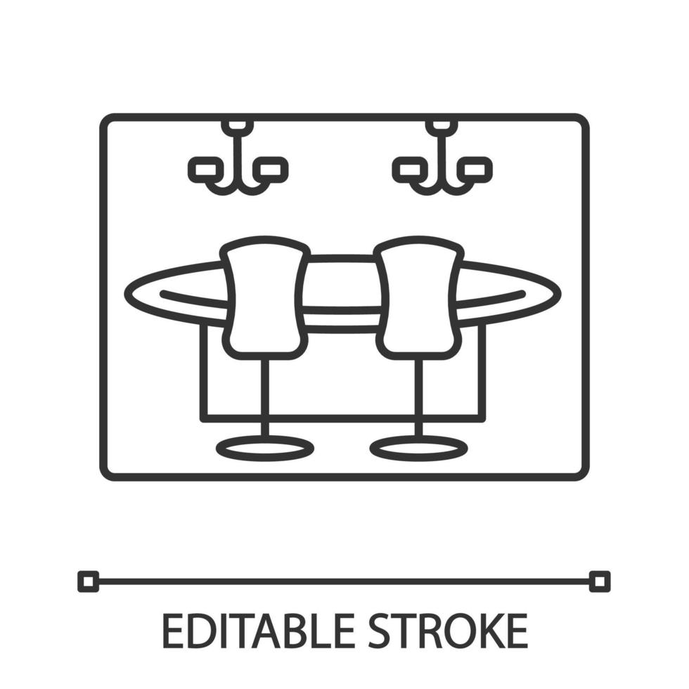 icône linéaire de casino. jeux de hasard. illustration de la ligne mince. table de poker. salon, salle à manger. symbole de contour. dessin de contour isolé de vecteur. trait modifiable vecteur