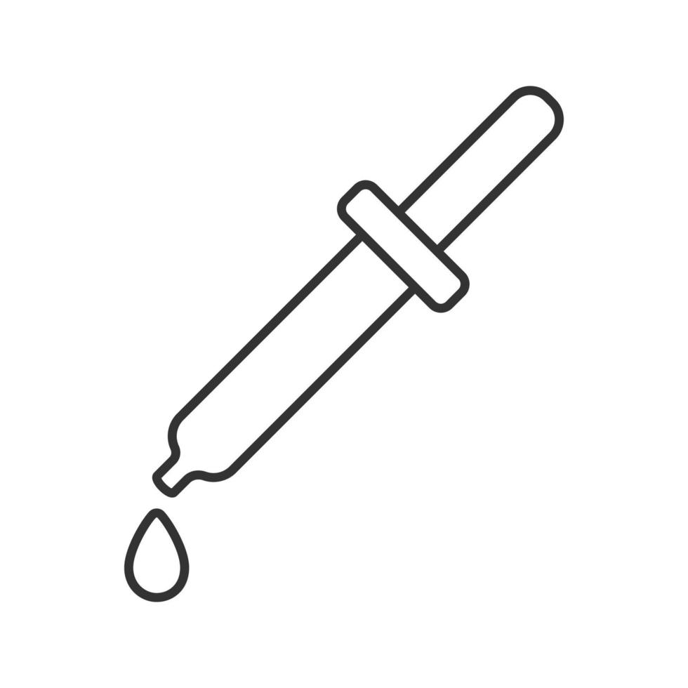 icône linéaire compte-gouttes. pipette. illustration de la ligne mince. gouttes nasales ou oculaires. symbole de contour. dessin de contour isolé de vecteur