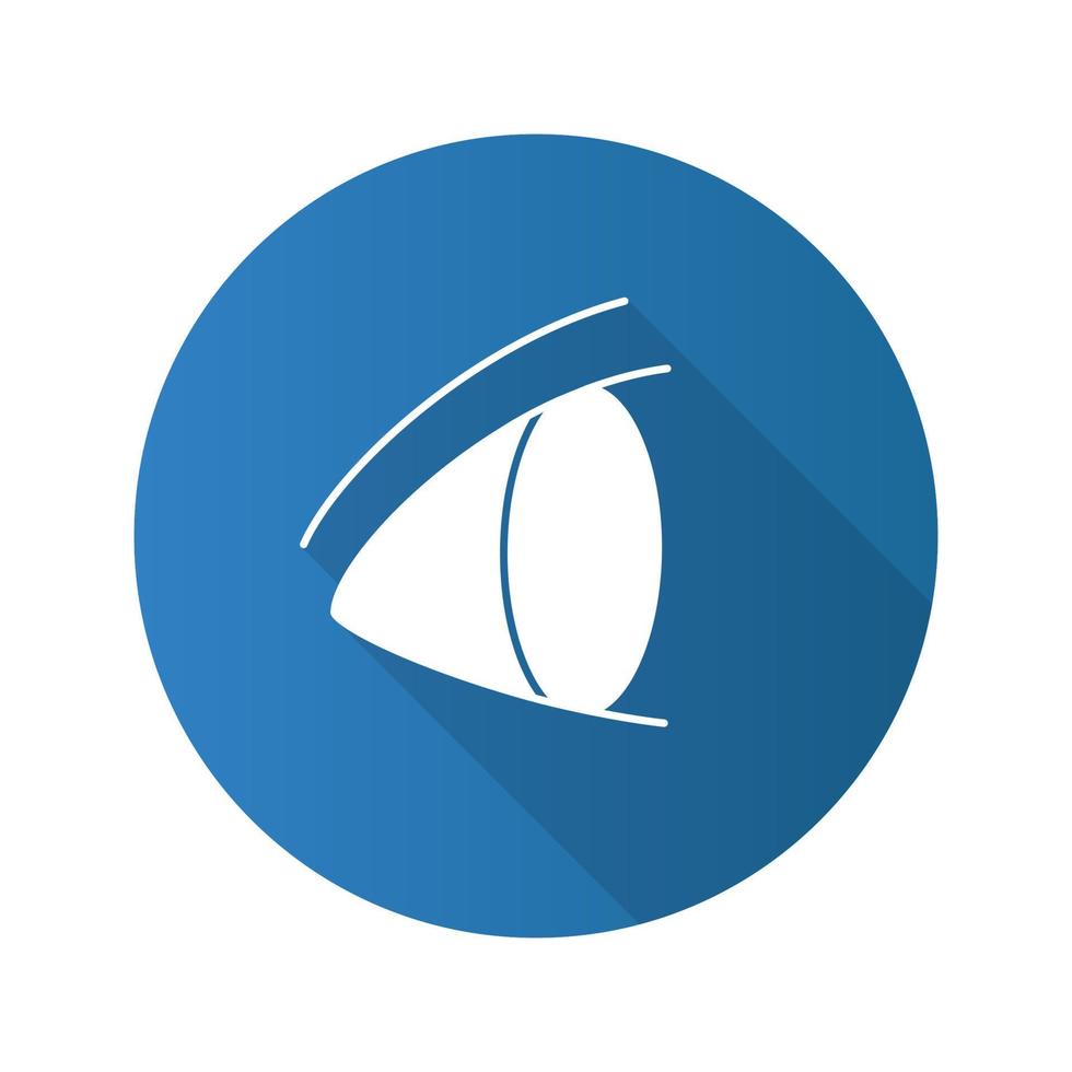 icône de glyphe d'ombre longue de conception plate d'oeil humain. ophtalmologie. bonne vue. illustration vectorielle silhouette vecteur