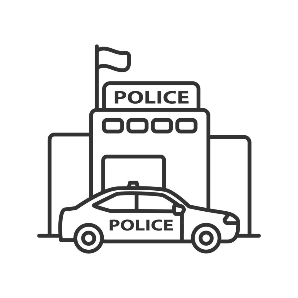 icône linéaire du bâtiment du service de police. illustration de la ligne mince. symbole de contour. dessin de contour isolé de vecteur