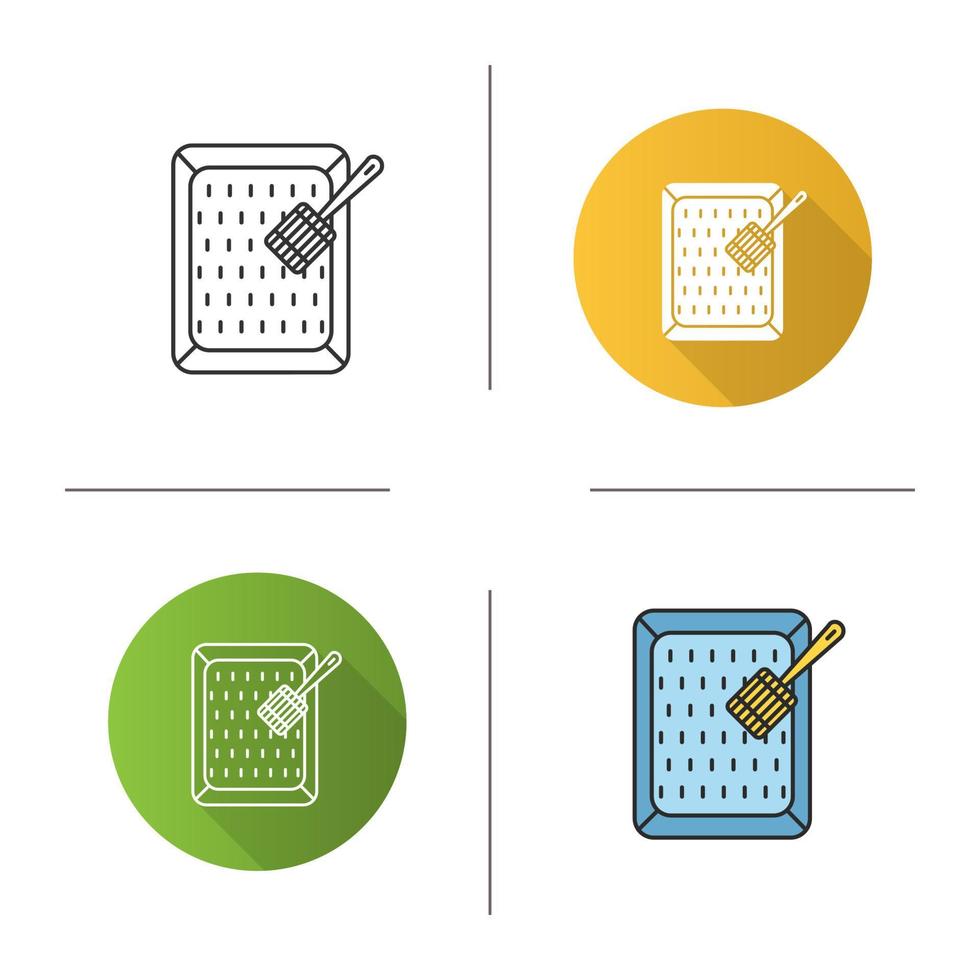 icône de la litière du chat. design plat, styles linéaires et de couleur. toilettes pour animaux de compagnie. illustrations vectorielles isolées vecteur