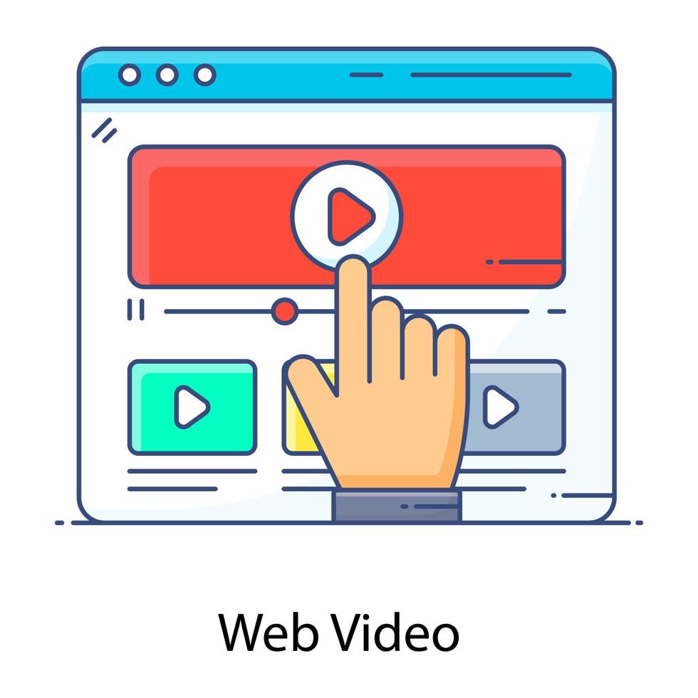 une icône plate de vidéo web, streaming vidéo vecteur
