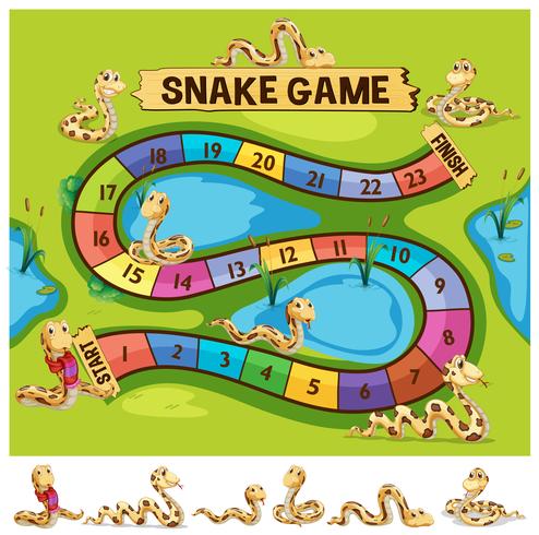 Modèle de jeu de société avec des serpents rampant vecteur