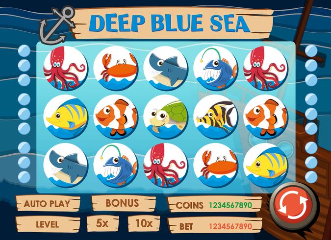 Modèle de jeu avec des animaux marins vecteur