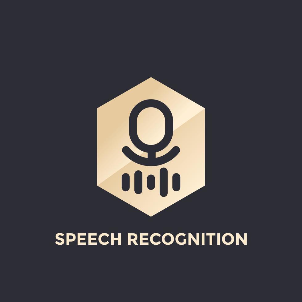 logo vectoriel de reconnaissance vocale sur forme dorée