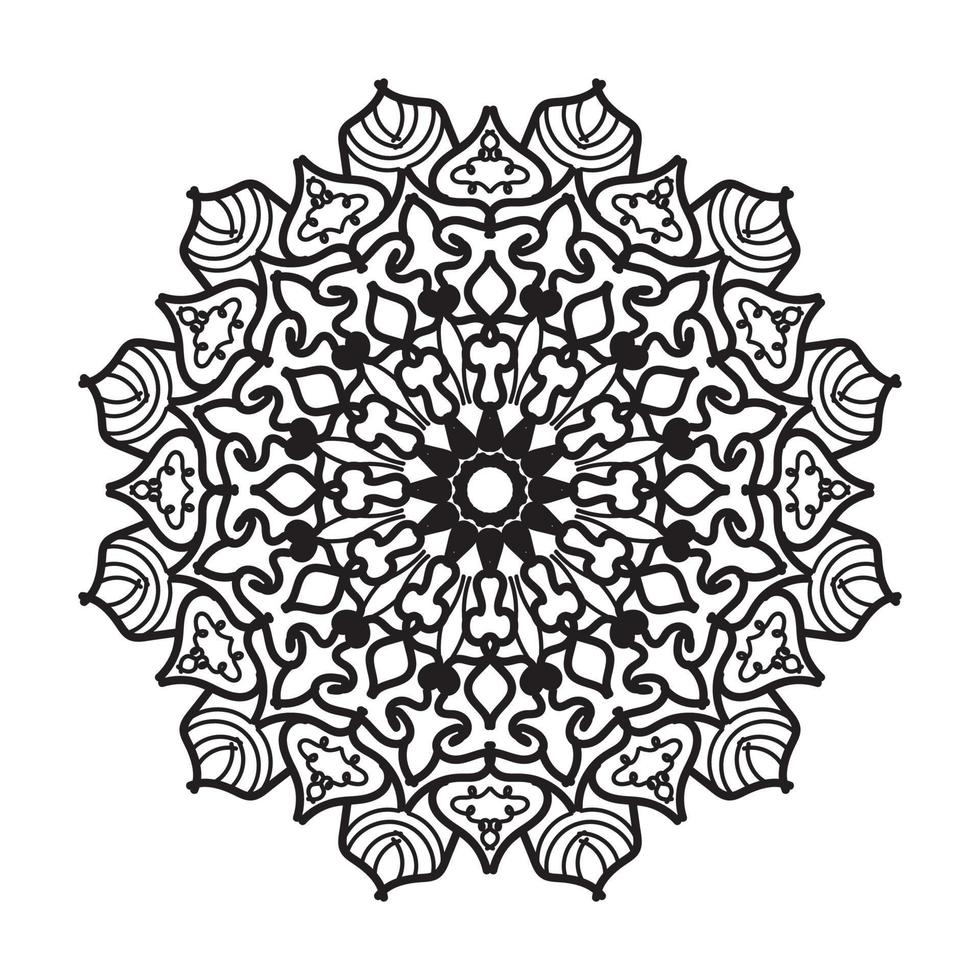 motif circulaire en forme de mandala pour la décoration de tatouage au henné mehndi. ornement décoratif de style oriental ethnique. page de livre de coloriage. vecteur